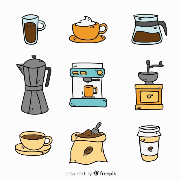 Free vector coffee element set