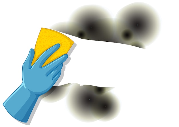 Free vector human hand wearing glove holding sponge for cleaning