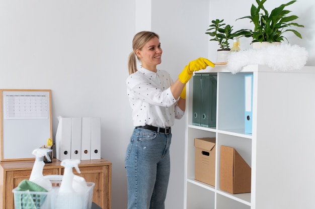 Person taking care of office cleaning