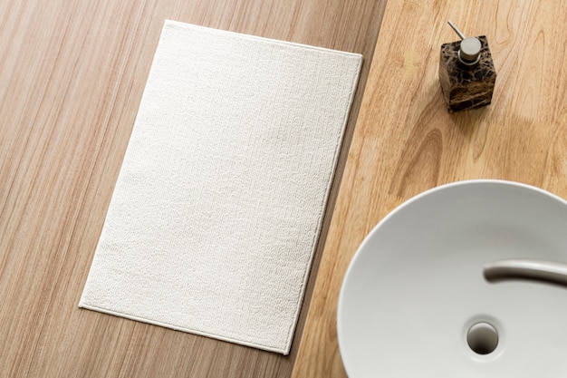 White cotton bathroom mat home decor