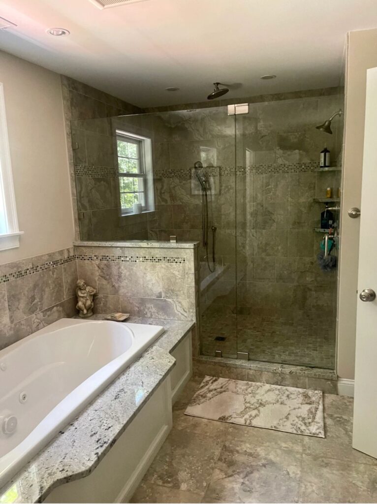 BraBos transformed this bathroom with spotless tile, streak-free glass, and a fresh, polished look throughout.