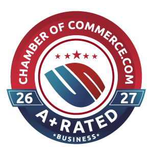 ChamberofCommerce.com A+ Rated Business 2026-2027 badge – BraBos Cleaning Boston